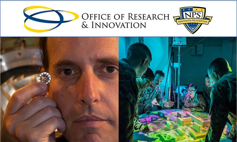 Image of Office of Research and Innovation researchers in the lab and holding an innovative new component.